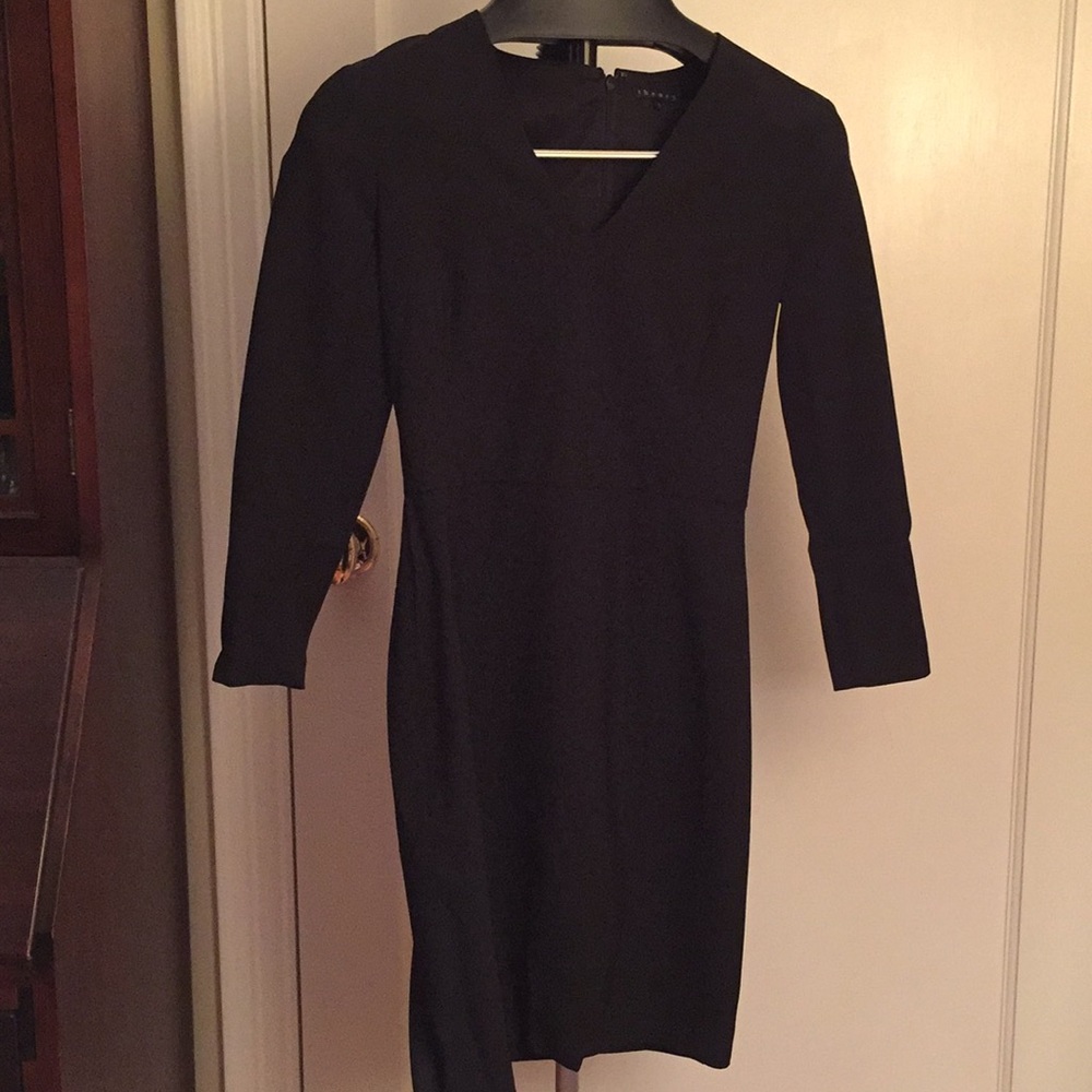 Theory Black V-Neck Shift Dress